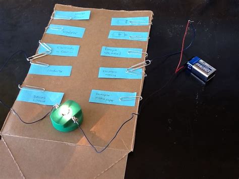 build a electric circuit matching game using a pizza box|pizza box circuit without solder.